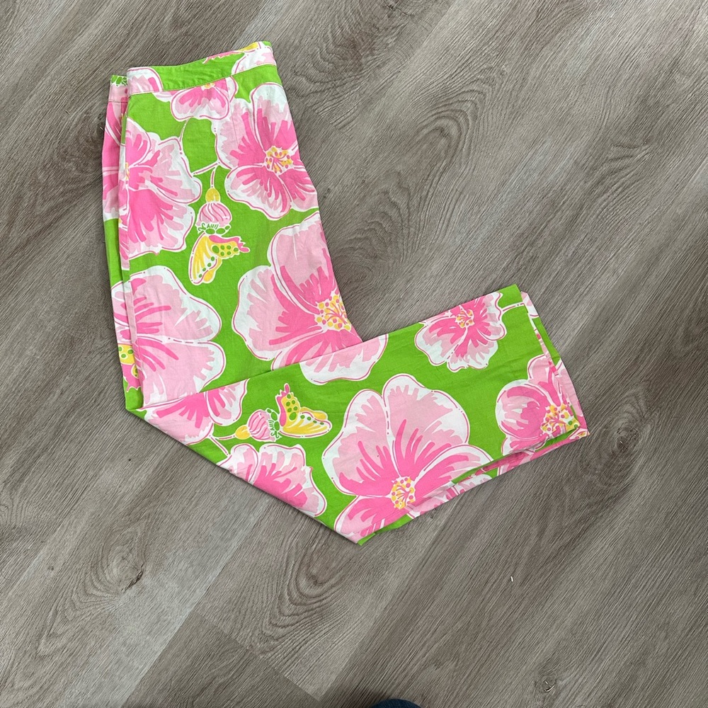 Lily Pulitzer Pink and Green  Summer Pant Size 8